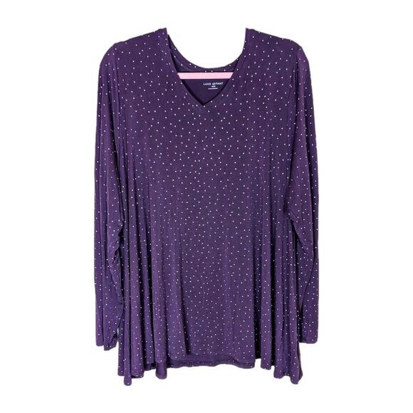 Lane Bryant Swing Collection Flowy Long Sleeve Knit Top Purple Dot 18/20 - Picture 1 of 10